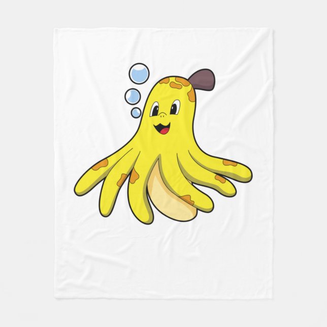 Oktopus als Banane Fleecedecke (Vorderseite)