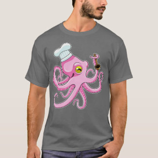 Oktopus als Koch mit Holzlöffel T-Shirt