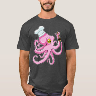 Oktopus als Koch mit Holzlöffel T-Shirt