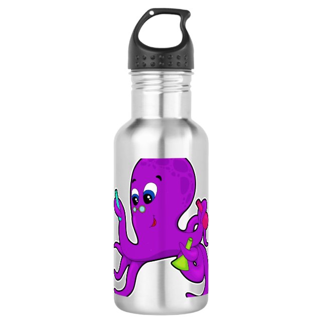Oktopus als Lehrer mit Laborausrüstung Edelstahlflasche (Vorderseite)