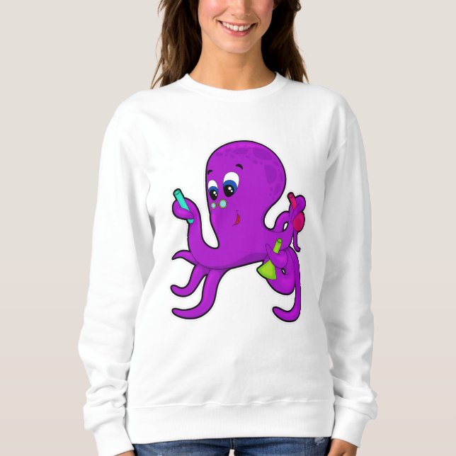 Oktopus als Lehrer mit Laborausrüstung Sweatshirt (Vorderseite)