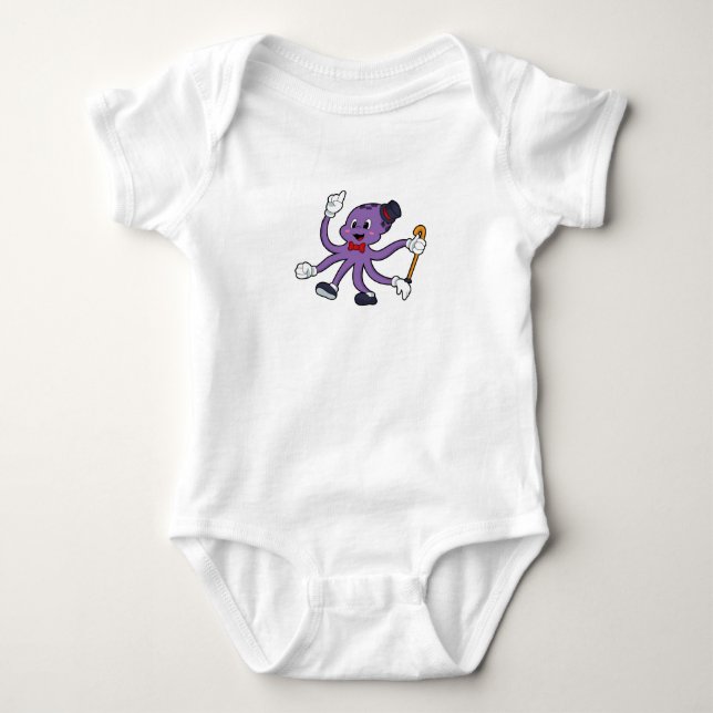 Oktopus als Magier mit Hut Baby Strampler (Vorderseite)