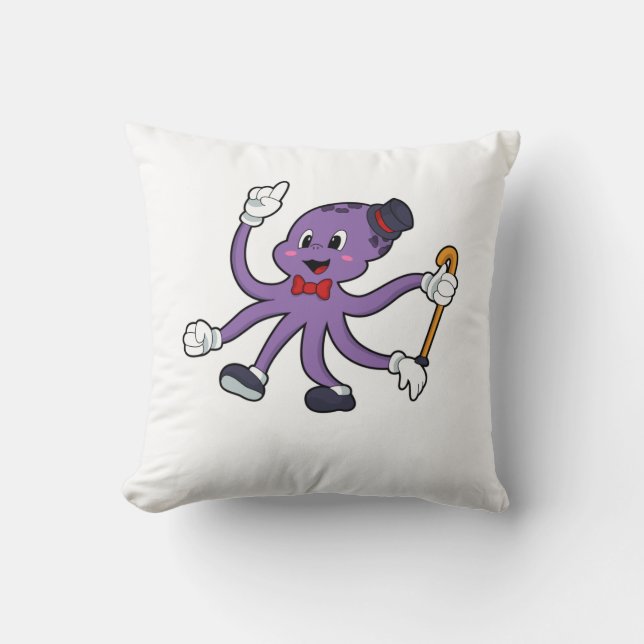 Oktopus als Magier mit Hut Kissen (Vorderseite)