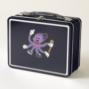 Oktopus als Magier mit Hut Metall Brotdose