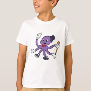 Oktopus als Magier mit Hut T-Shirt