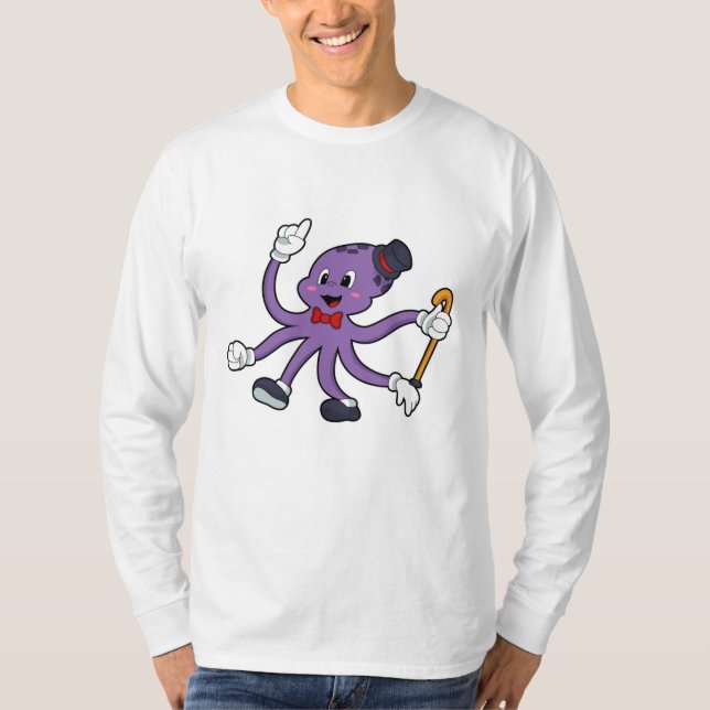 Oktopus als Magier mit Hut T-Shirt (Vorderseite)