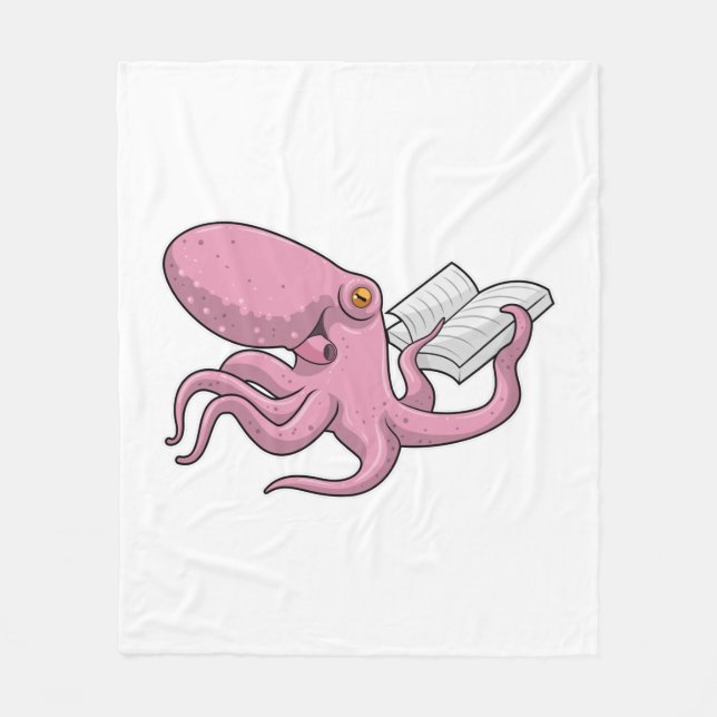 Oktopus als Nerd mit Buch Fleecedecke (Vorderseite)