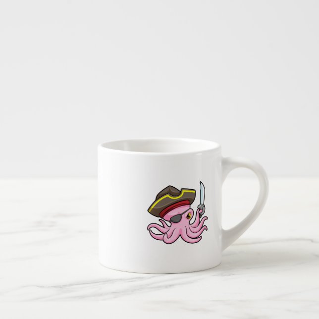 Oktopus als Piraten mit Säbel- und Augenpflaster Espressotasse (Rechts)