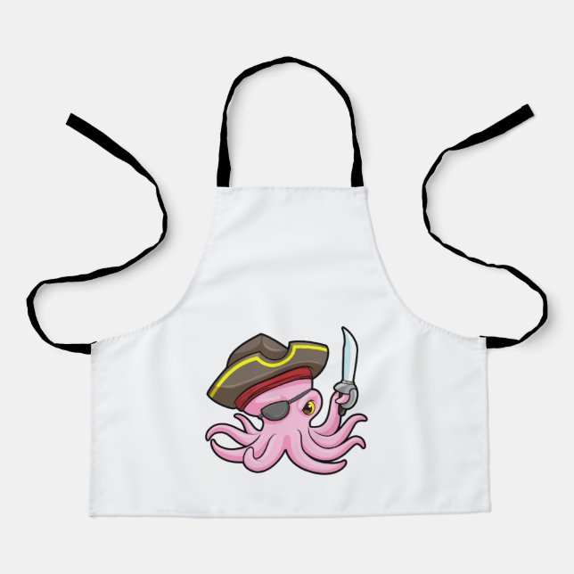 Oktopus als Piraten mit Säbel- und Augenpflaster Schürze (Vorderseite)