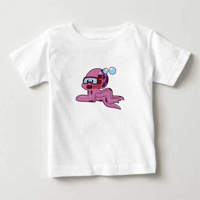 Oktopus als Taucher mit Schnorchel Baby T-shirt (Vorderseite)