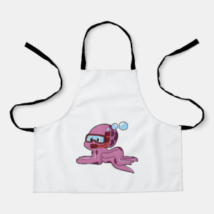 Oktopus als Taucher mit Schnorchel Schürze