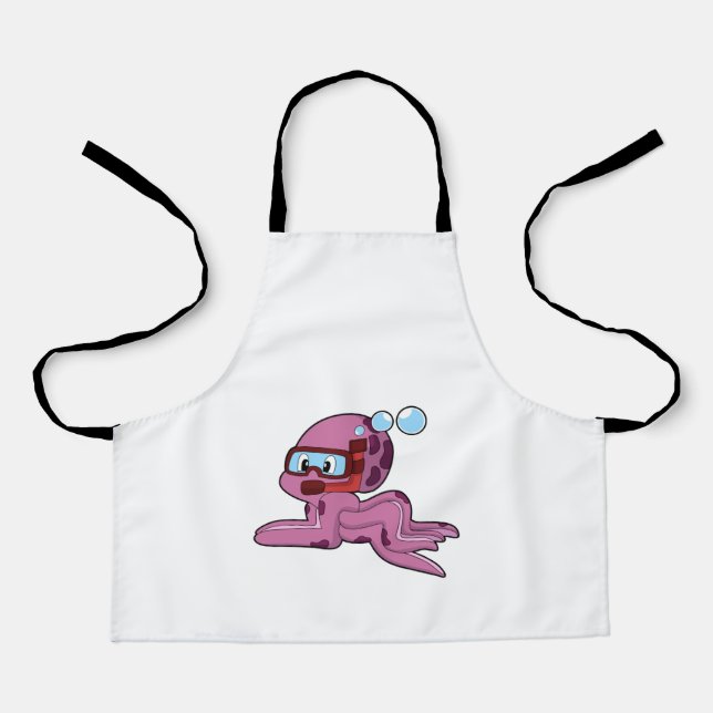 Oktopus als Taucher mit Schnorchel Schürze (Vorderseite)