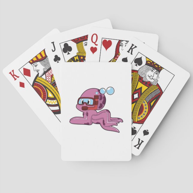 Oktopus als Taucher mit Schnorchel Spielkarten (Rückseite)