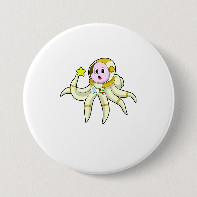 Oktopus als Taucher mit Star Button (Vorderseite)