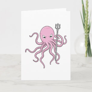 Oktopus als Zauberer mit Dreizack Karte