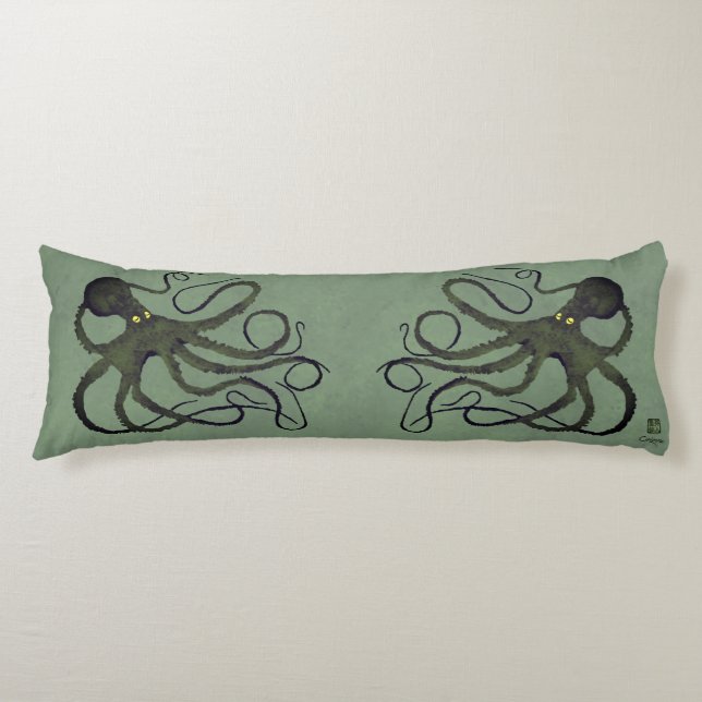 Oktopus auf der Seite Grün - Kissen (Vorderseite)