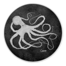 Oktopus auf Dunkelgrau L - Knochen