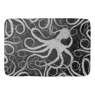 Oktopus auf dunkelgrauem ll - Große Badematte