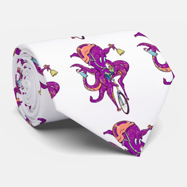 Oktopus auf Einrad Krawatte (Gerollt)