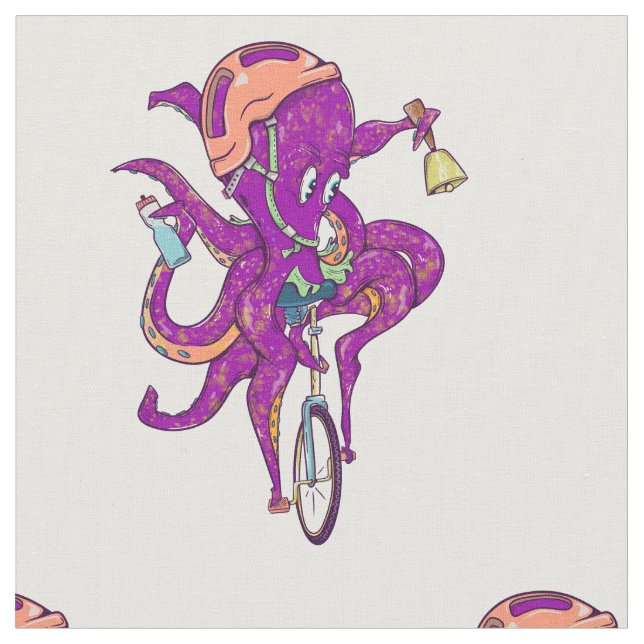 Oktopus auf Einrad Stoff (Nahaufnahme)