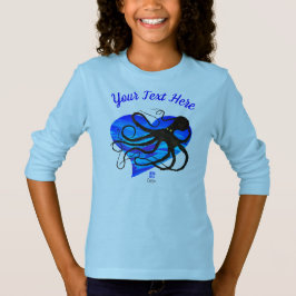 Oktopus auf zwei Tonen Blau - einfaches langes T-S T-Shirt