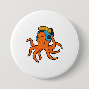 Oktopus bei Musik mit Kopfhörer Button