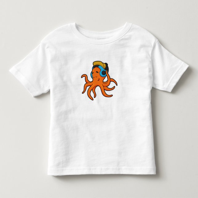Oktopus bei Musik mit Kopfhörer Kleinkind T-shirt (Vorderseite)
