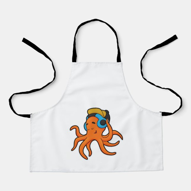 Oktopus bei Musik mit Kopfhörer Schürze (Vorderseite)