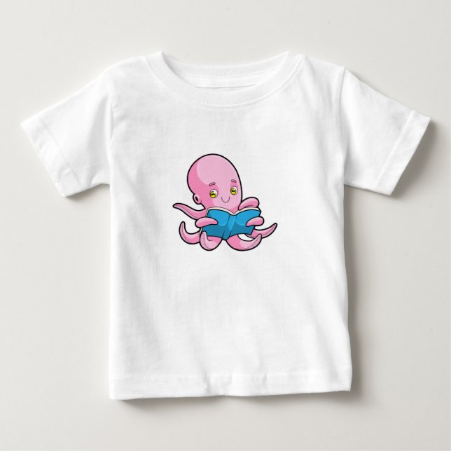 Oktopus beim Lesen eines Buches Baby T-shirt (Vorderseite)