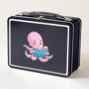 Oktopus beim Lesen eines Buches Metall Brotdose