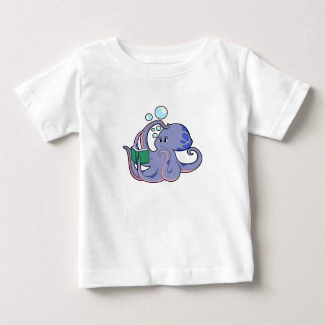 Oktopus beim Lesen mit Buch Baby T-shirt (Vorderseite)