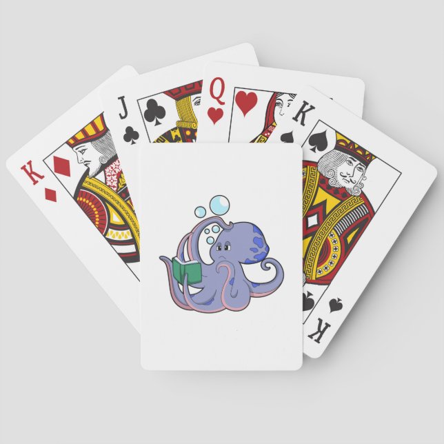 Oktopus beim Lesen mit Buch Spielkarten (Rückseite)