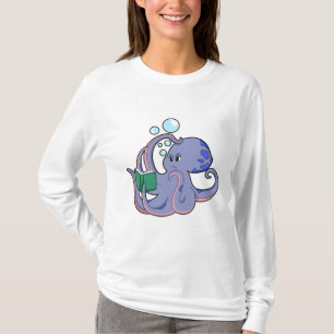 Oktopus beim Lesen mit Buch T-Shirt