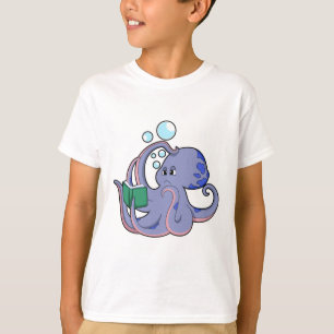 Oktopus beim Lesen mit Buch T-Shirt