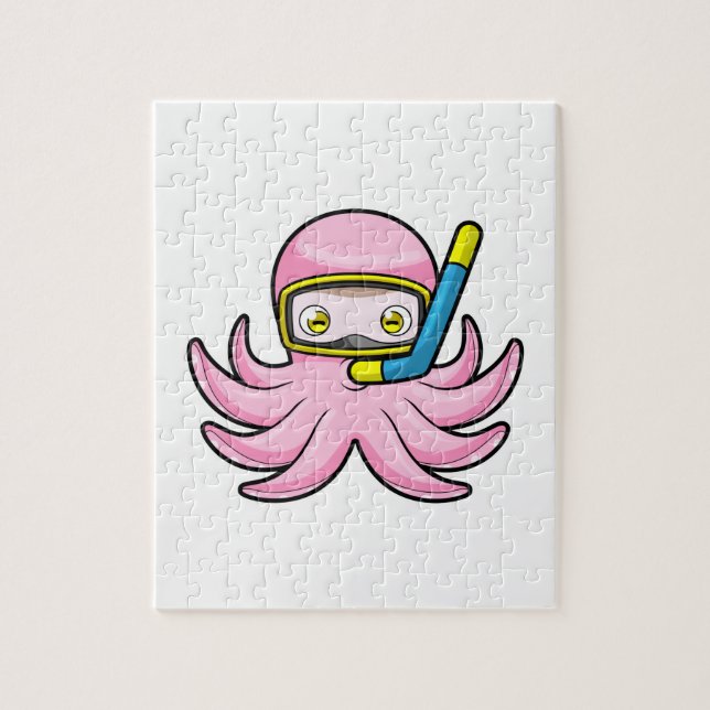 Oktopus beim Tauchen mit Schnorchel & Schwimmbrill (Vertikal)