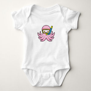 Oktopus beim Tauchen mit Schnorchel & Schwimmbrill Baby Strampler