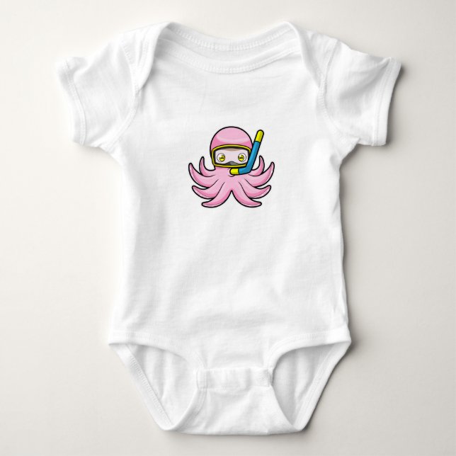 Oktopus beim Tauchen mit Schnorchel & Schwimmbrill Baby Strampler (Vorderseite)