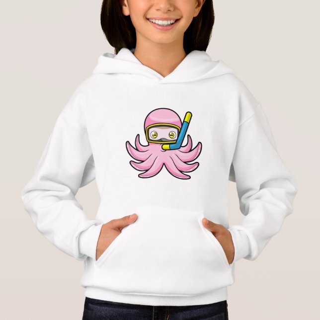 Oktopus beim Tauchen mit Schnorchel & Schwimmbrill Hoodie (Vorderseite)