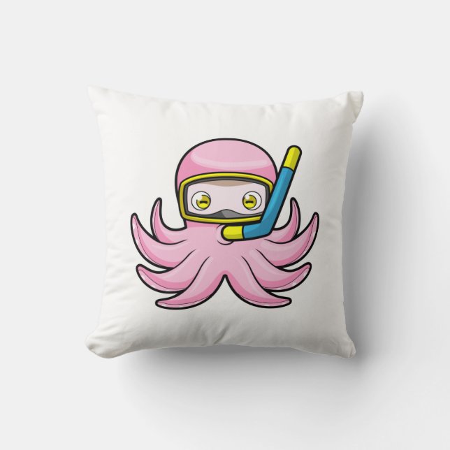 Oktopus beim Tauchen mit Schnorchel & Schwimmbrill Kissen (Vorderseite)