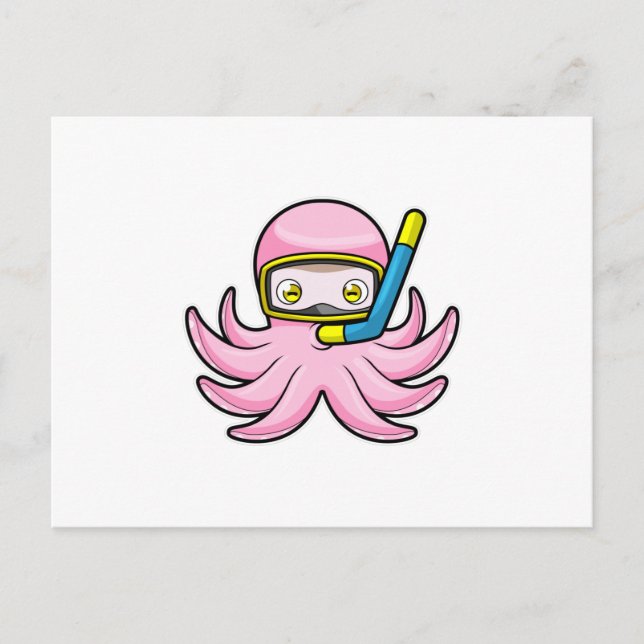 Oktopus beim Tauchen mit Schnorchel & Schwimmbrill Postkarte (Vorderseite)