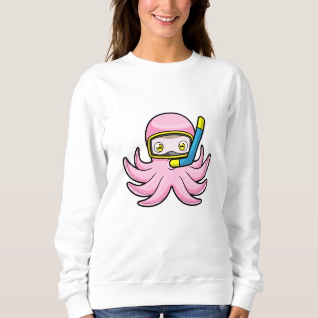 Oktopus beim Tauchen mit Schnorchel & Schwimmbrill Sweatshirt (Vorderseite)