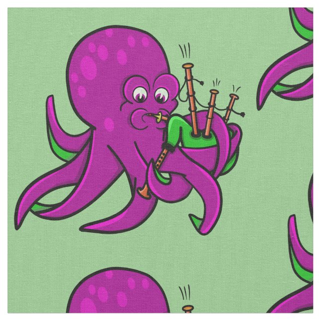 Oktopus bläst Musik in Bagpipe Stoff (Nahaufnahme)