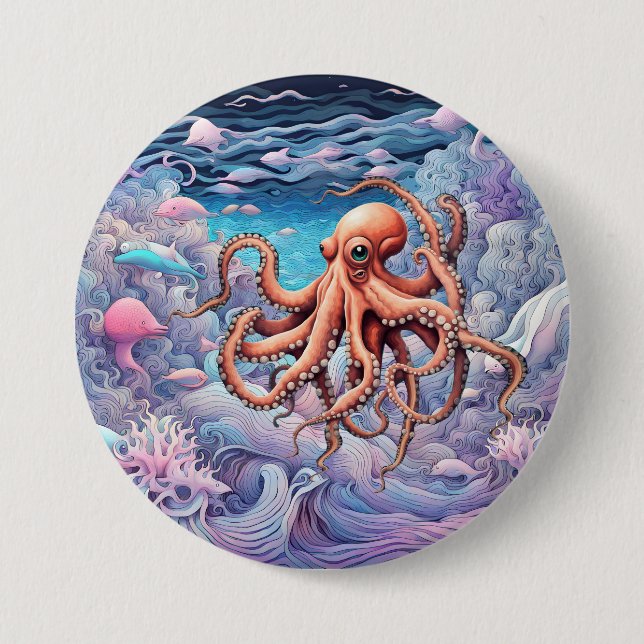 Oktopus Button (Vorderseite)