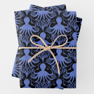 Oktopus (dunkler Hintergrund) Geschenkpapier Set