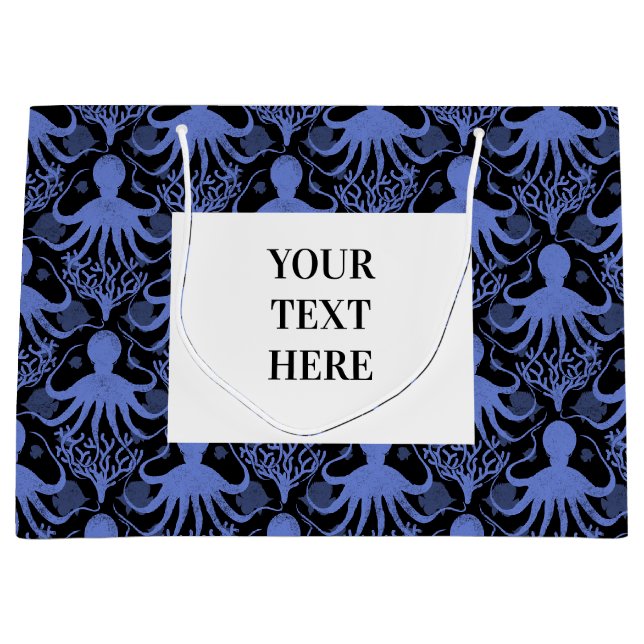 Oktopus (dunkler Hintergrund) Große Geschenktüte (Vorderseite)