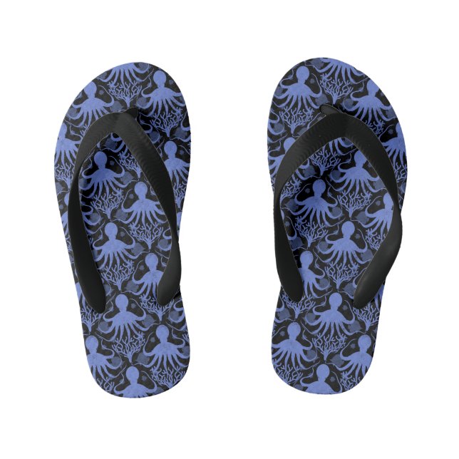Oktopus (dunkler Hintergrund) Kinderbadesandalen (Fußbett)
