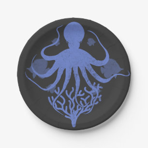 Oktopus (dunkler Hintergrund) Pappteller
