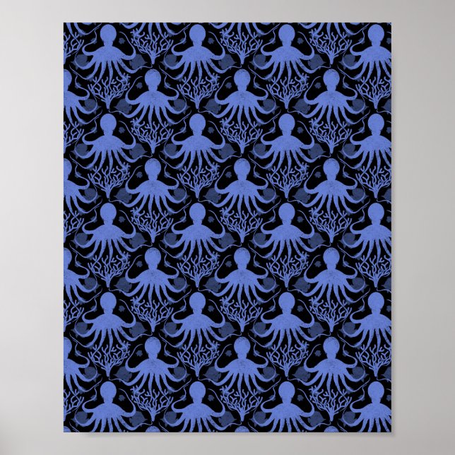 Oktopus (dunkler Hintergrund) Poster (Vorne)