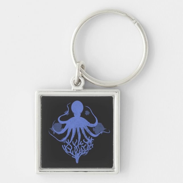 Oktopus (dunkler Hintergrund) Schlüsselanhänger (Vorne)