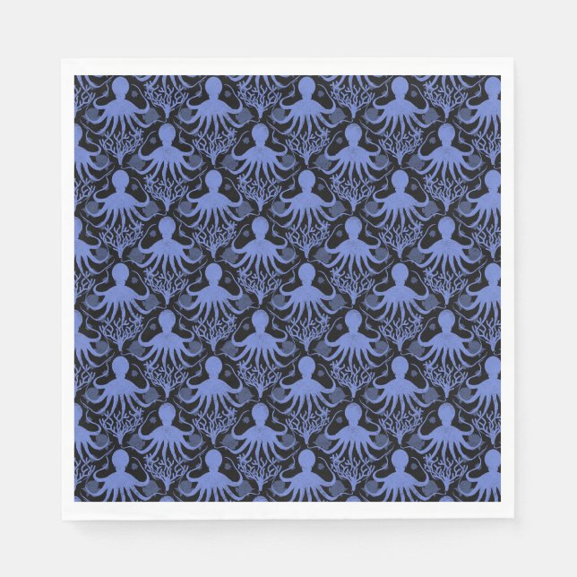 Oktopus (dunkler Hintergrund) Serviette (Vorderseite)